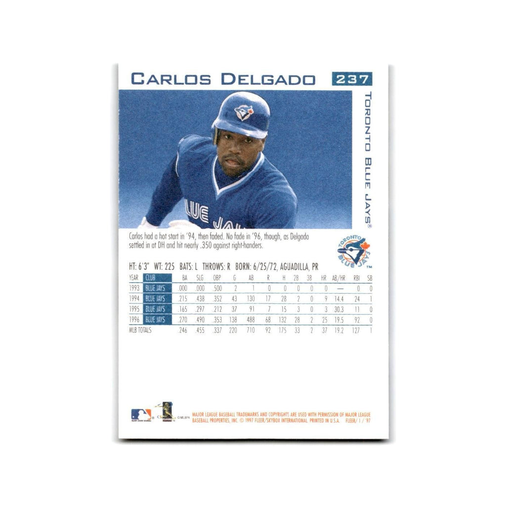 Carlos Delgado 1997 Fleer #237 Toronto Blue Jays Baseball Card NM