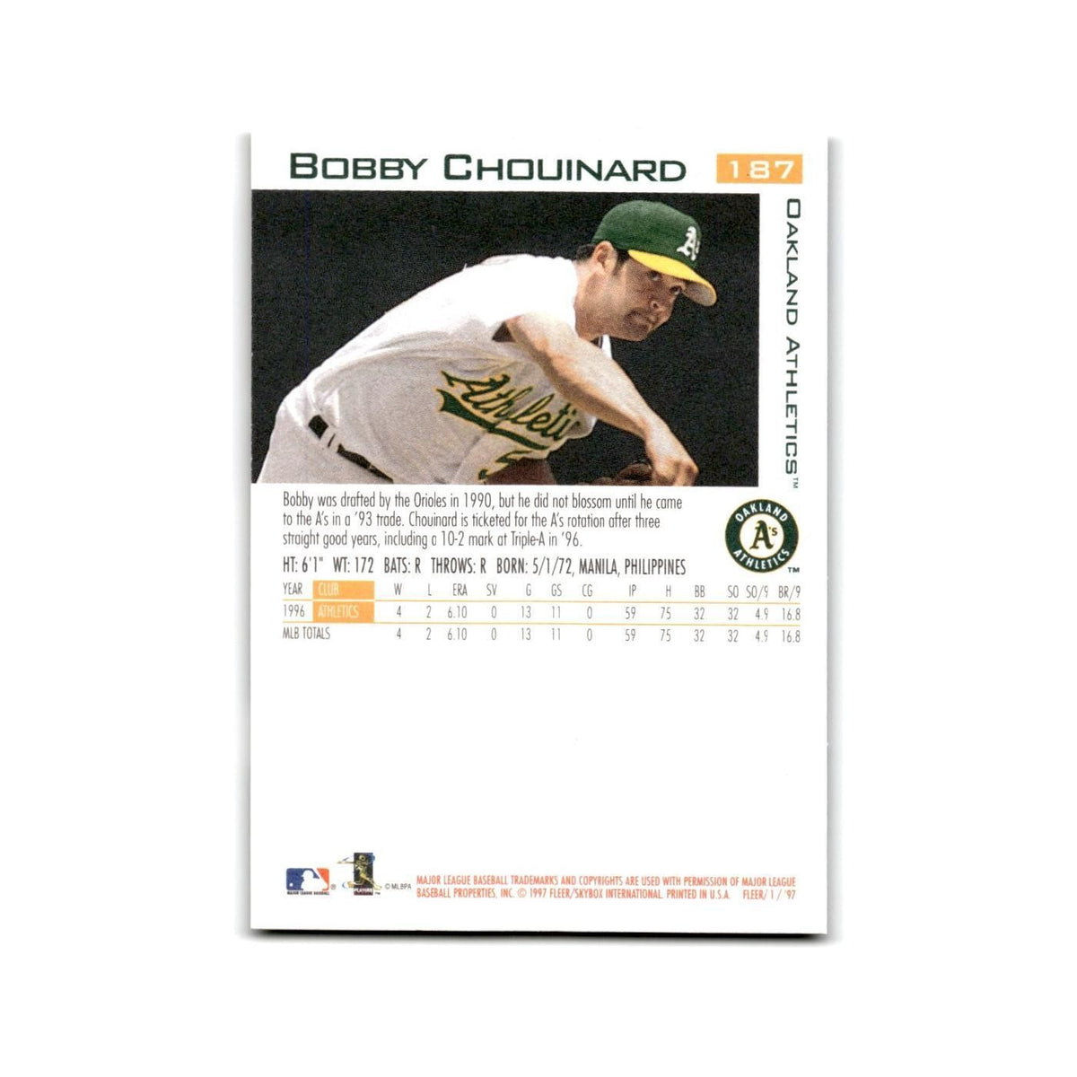 Bobby Chouinard 1997 Fleer #187 Oakland Athletics NM