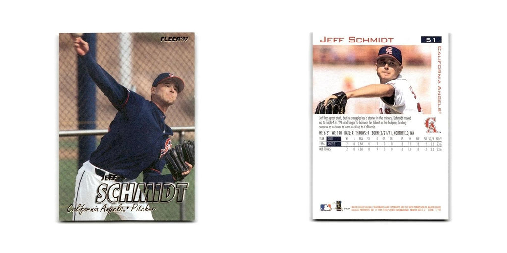 Jeff Schmidt 1997 Fleer #51 California Angels Baseball Card NM