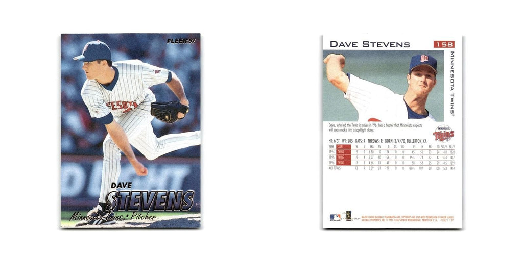 Dave Stevens 1997 Fleer #158 Minnesota Twins Baseball Card NM