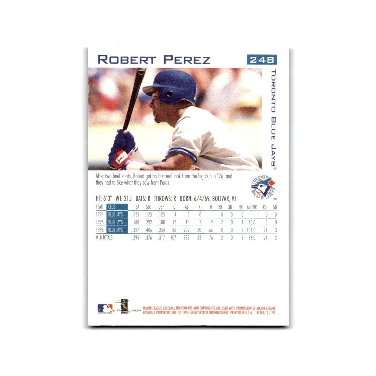 Robert Perez 1997 Fleer #248 Toronto Blue Jays NM