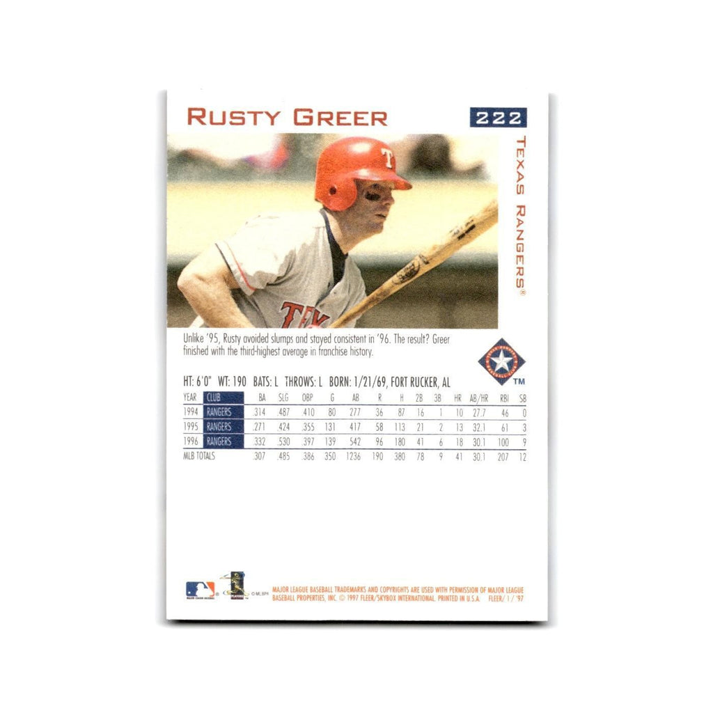 Rusty Greer 1997 Fleer #222 Texas Rangers Baseball Card NM