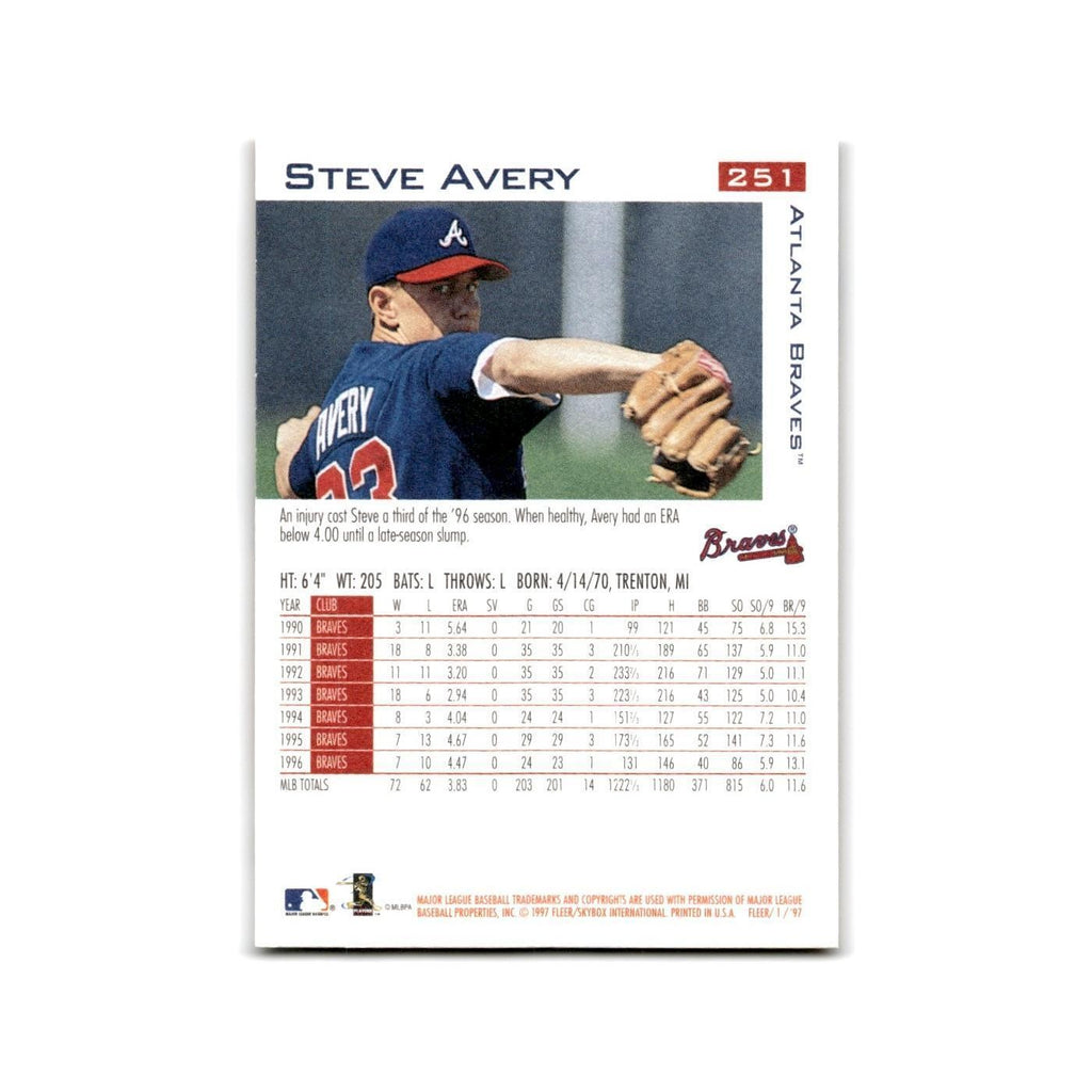 Steve Avery 1997 Fleer #251 Atlanta Braves Baseball Card NM
