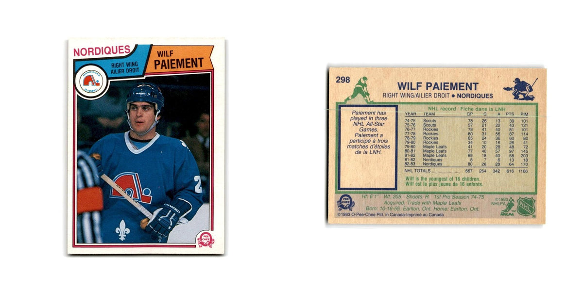 1983 O-Pee-Chee Wilf Paiement Quebec Nordiques #298