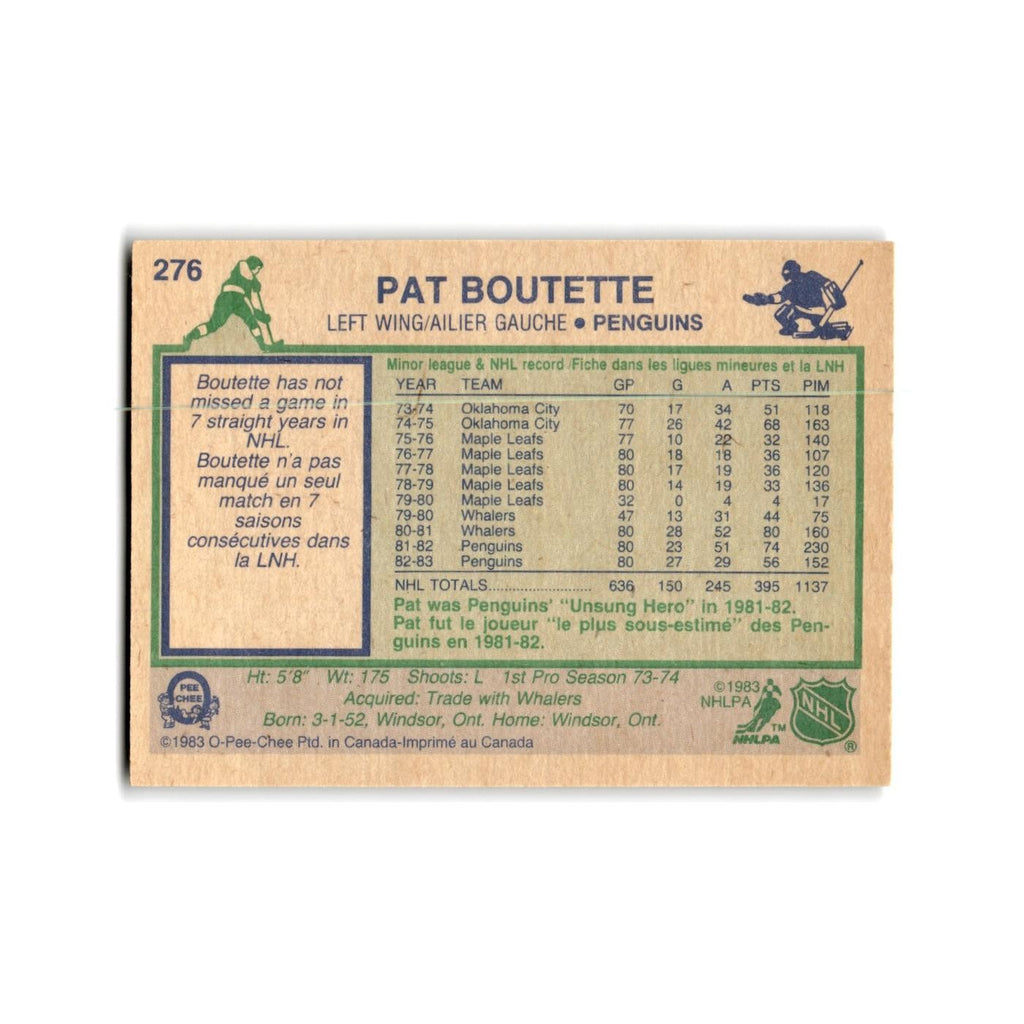 1983 O-Pee-Chee Pat Boutette Pittsburgh Penguins #276