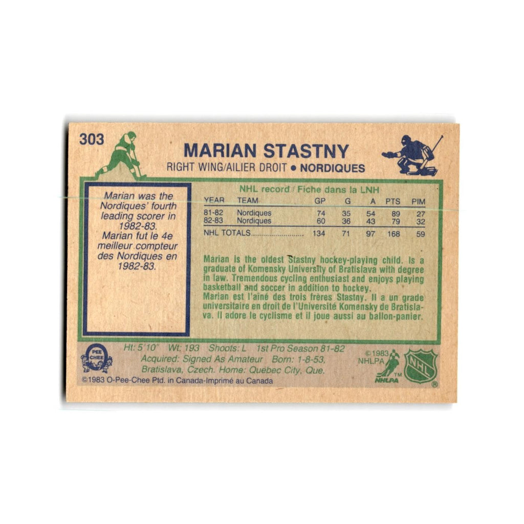 1983 O-Pee-Chee Marian Stastny Quebec Nordiques #303