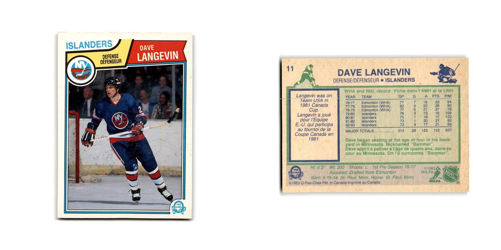 1983 O-Pee-Chee Dave Langevin New York Islanders #11
