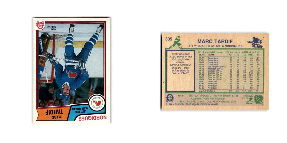 1983 O-Pee-Chee Marc Tardif Quebec Nordiques #305