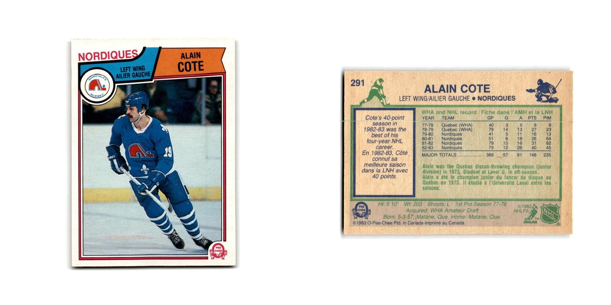 1983 O-Pee-Chee Alain Cote Quebec Nordiques #291