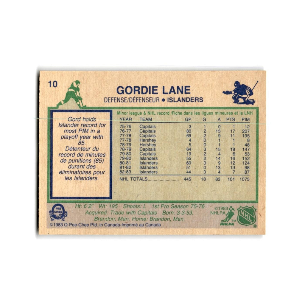 1983 O-Pee-Chee Gord Lane New York Islanders #10