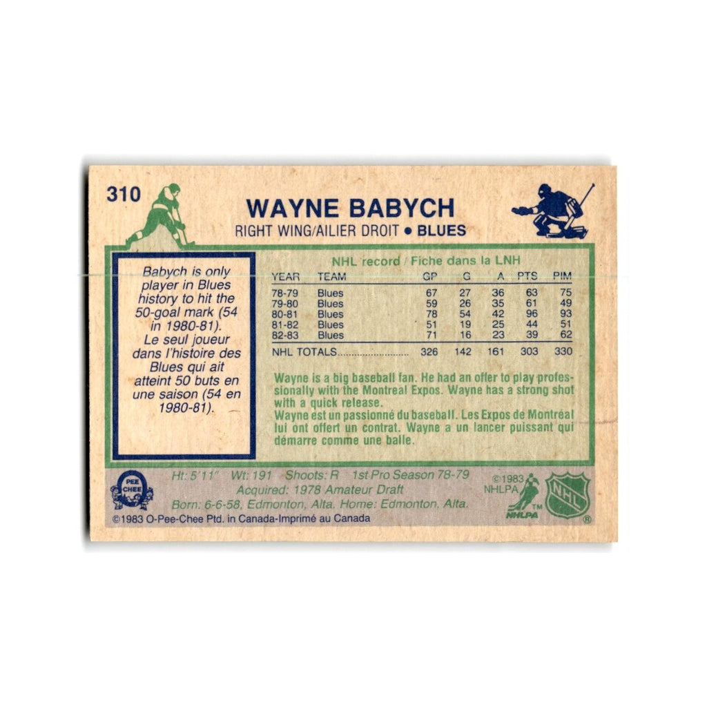 1983 O-Pee-Chee Wayne Babych St. Louis Blues #310