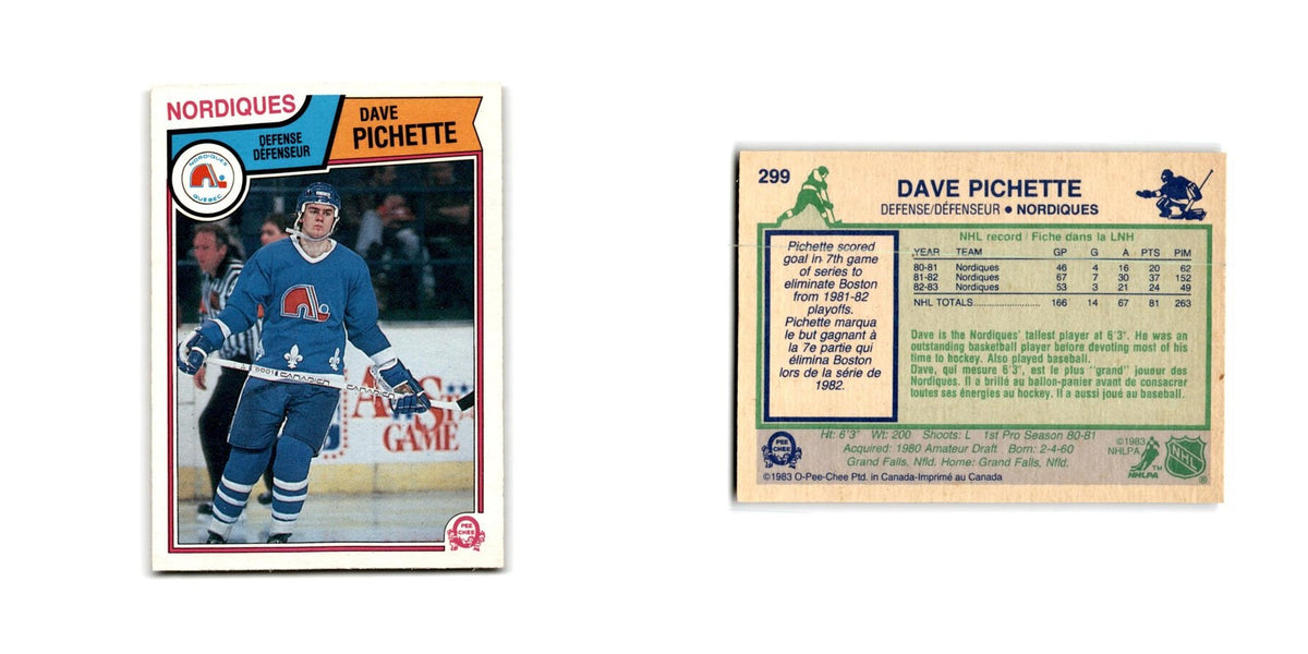 1983 O-Pee-Chee Dave Pichette Quebec Nordiques #299