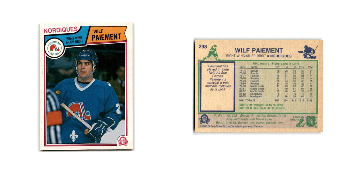 1983 O-Pee-Chee Wilf Paiement Quebec Nordiques #298
