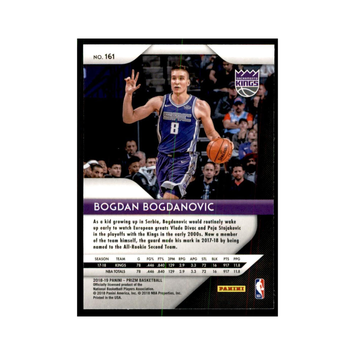 2018 Panini Prizm Bogdan Bogdanovic Basketball Cards #161