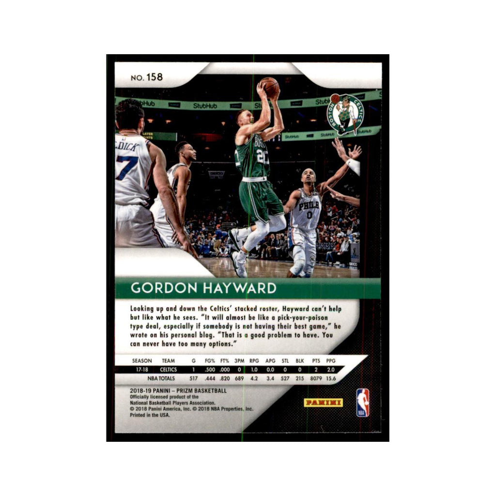 2018 Panini Prizm Gordon Hayward Basketball Cards #158