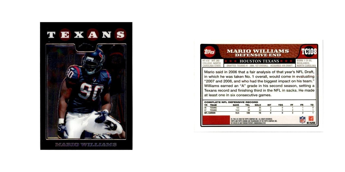 2008 Topps Chrome Mario Williams Football Cards #TC108