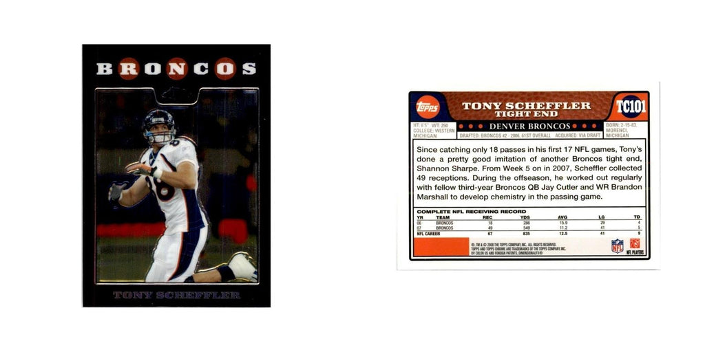 2008 Topps Chrome Tony Scheffler Football Cards #TC101