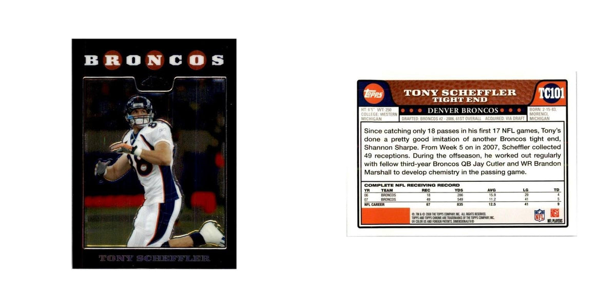 2008 Topps Chrome Tony Scheffler Football Cards #TC101