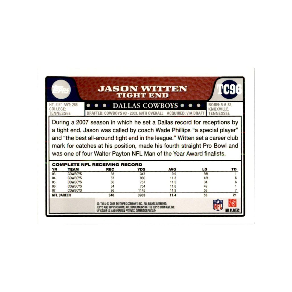 2008 Topps Chrome Jason Witten Football Cards #TC96