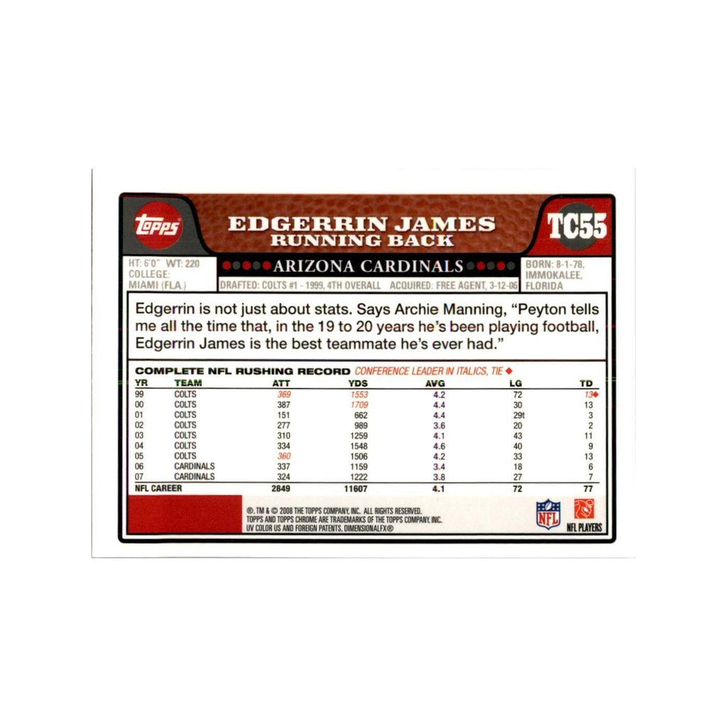 2008 Topps Chrome Edgerrin James Football Cards #TC55