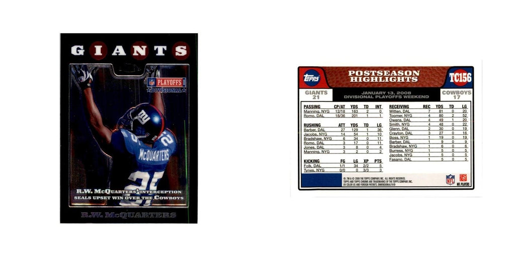 2008 Topps Chrome R.W. McQuarters Football Cards #TC156