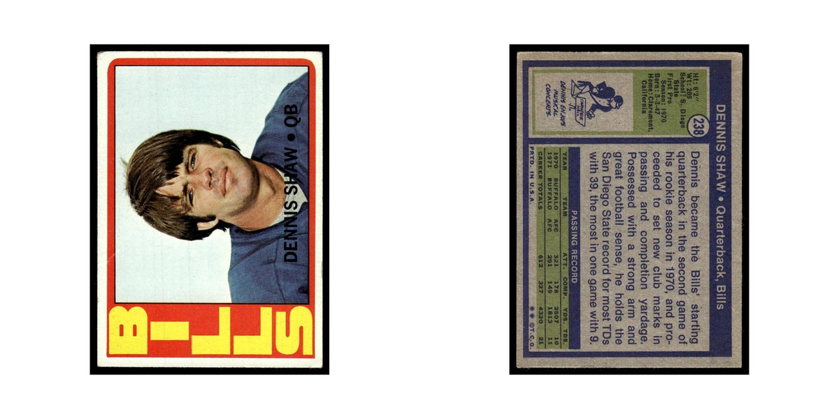 1972 Topps (Damaged) Dennis Shaw Bills #238