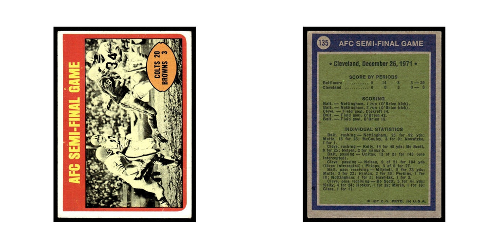 1972 Topps (Damaged) AFC Semi-Final Baltimore Colts/Cleveland Browns #135