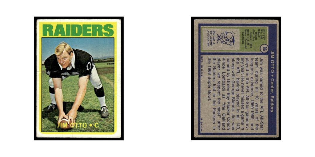 1972 Topps (Damaged) Jim Otto Raiders #86