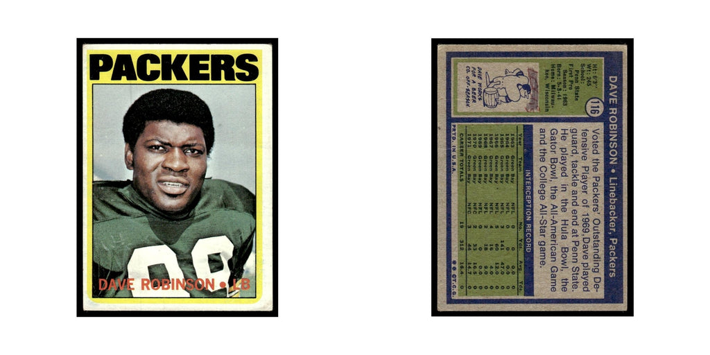 1972 Topps (Damaged) Dave Robinson Packers #116