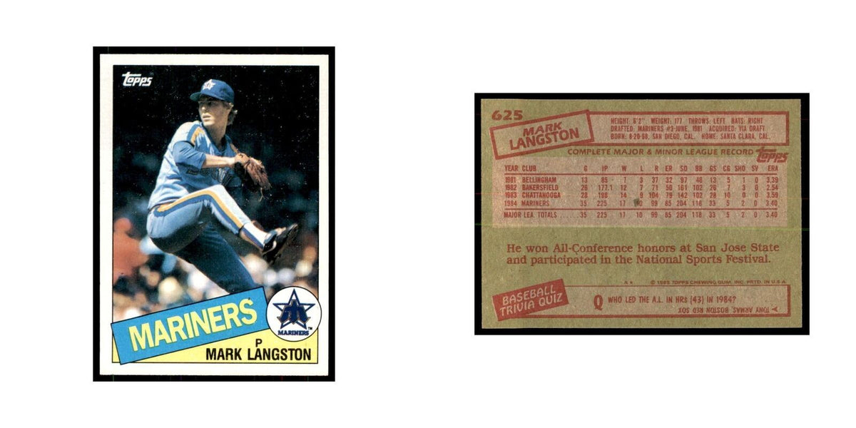 1985 Topps Mark Langston Baseball Cards #625