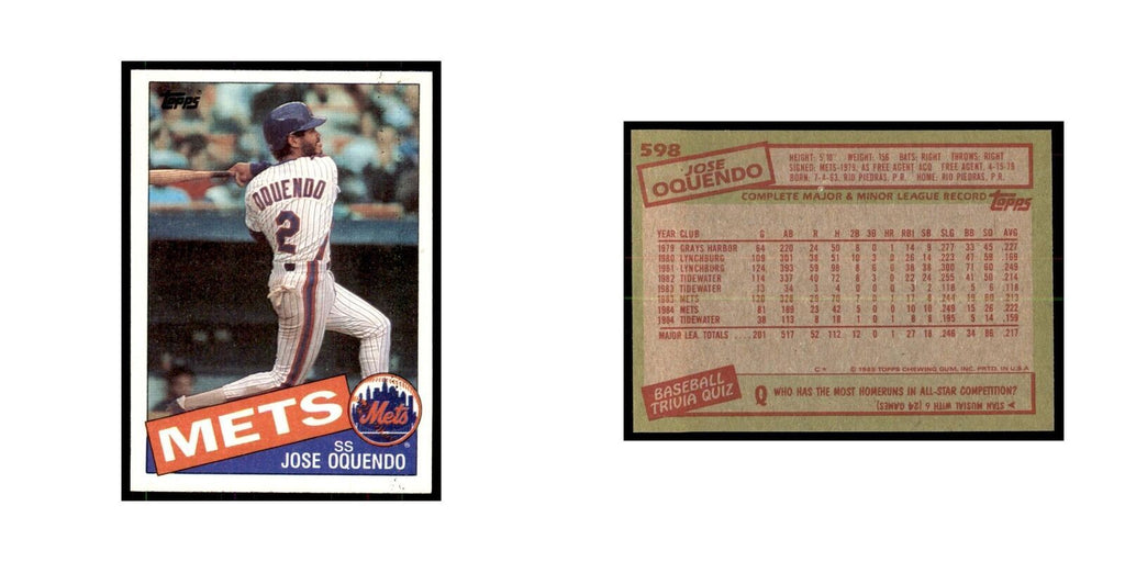 1985 Topps Jose Oquendo Baseball Cards #598