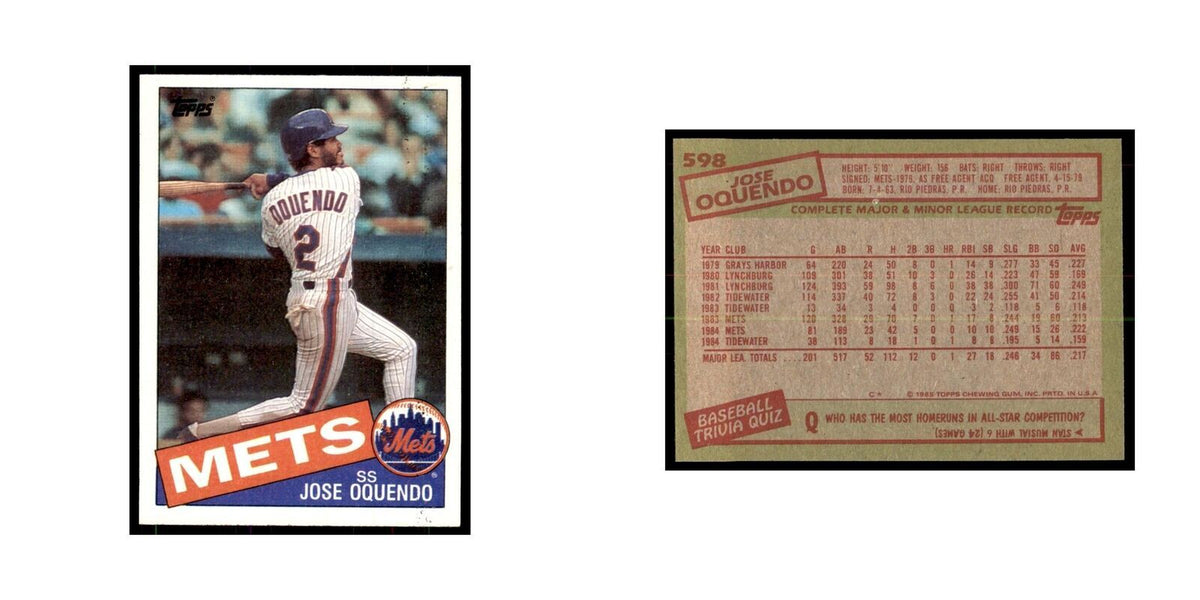 1985 Topps Jose Oquendo Baseball Cards #598