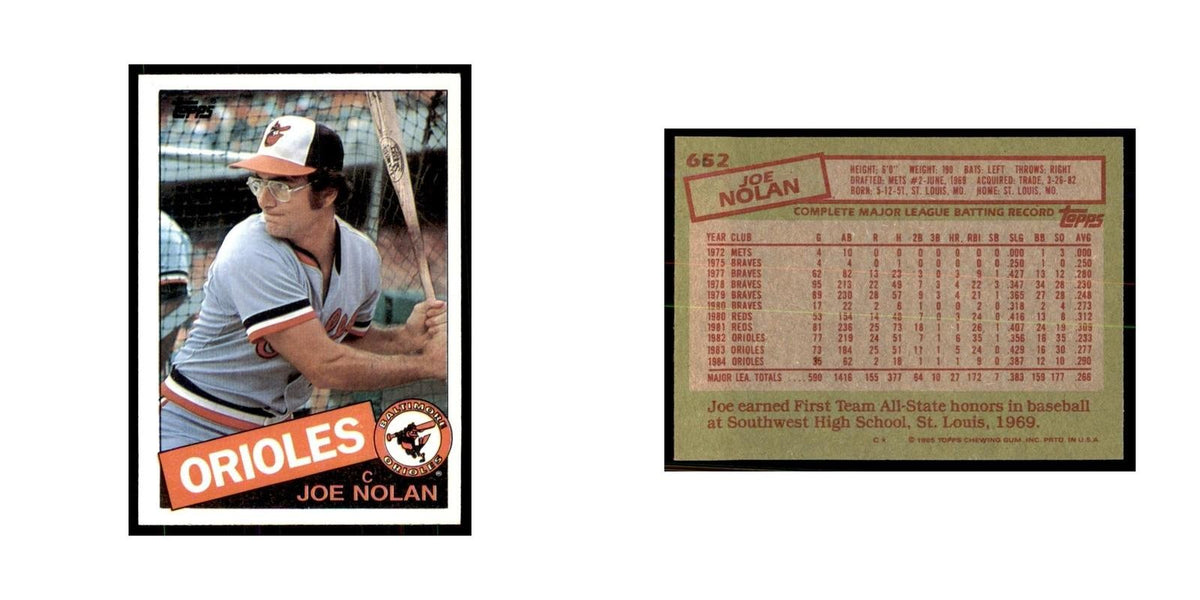 1985 Topps Joe Nolan Baseball Cards #652