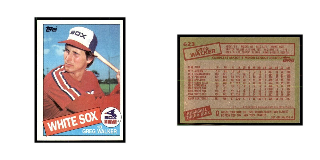 1985 Topps Greg Walker Baseball Cards #623