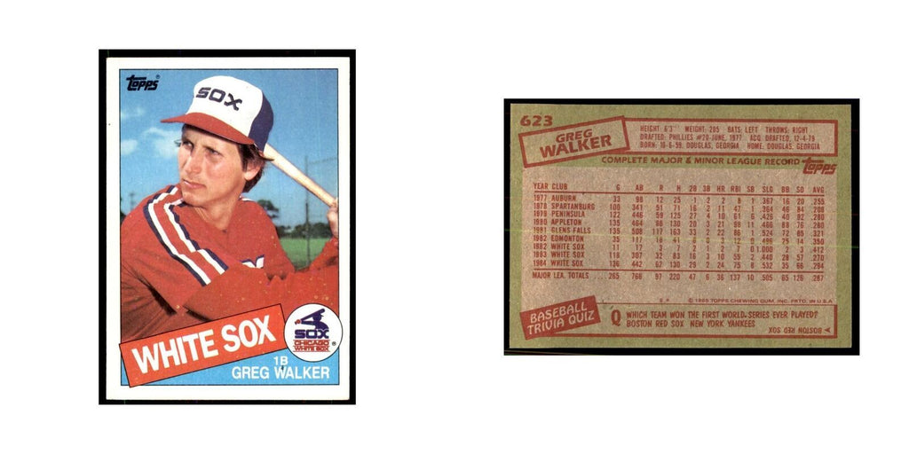 1985 Topps Greg Walker Baseball Cards #623