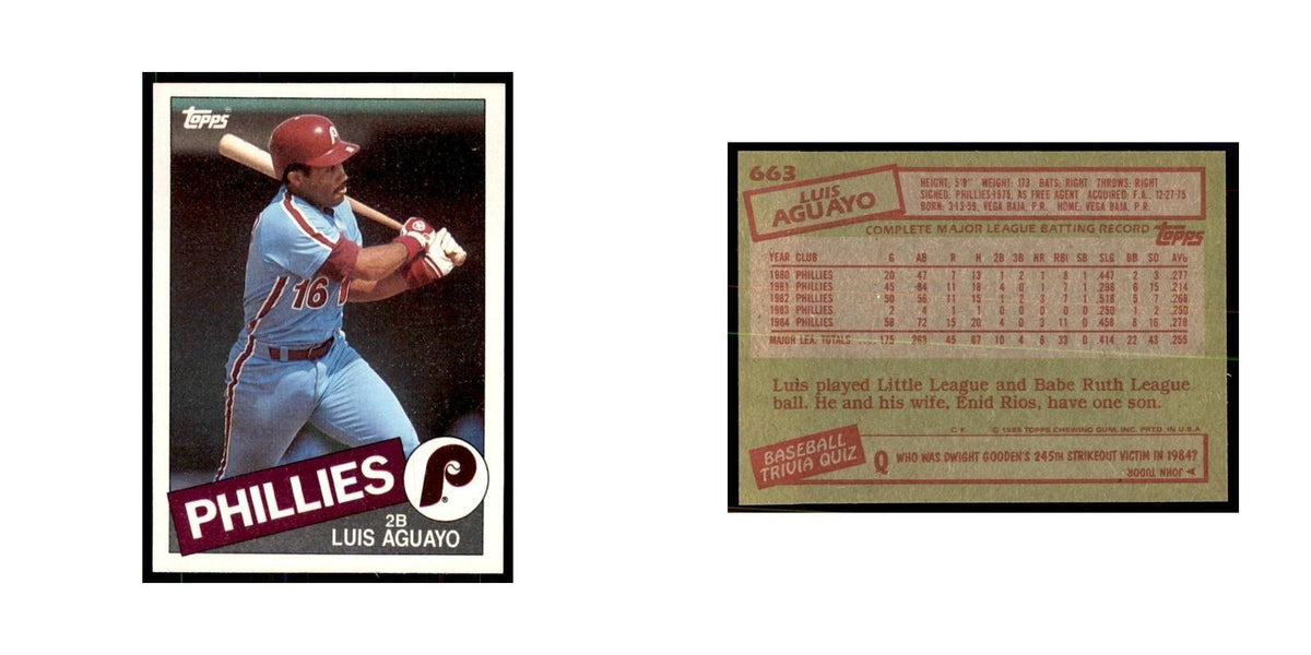 1985 Topps Luis Aguayo Baseball Cards #663