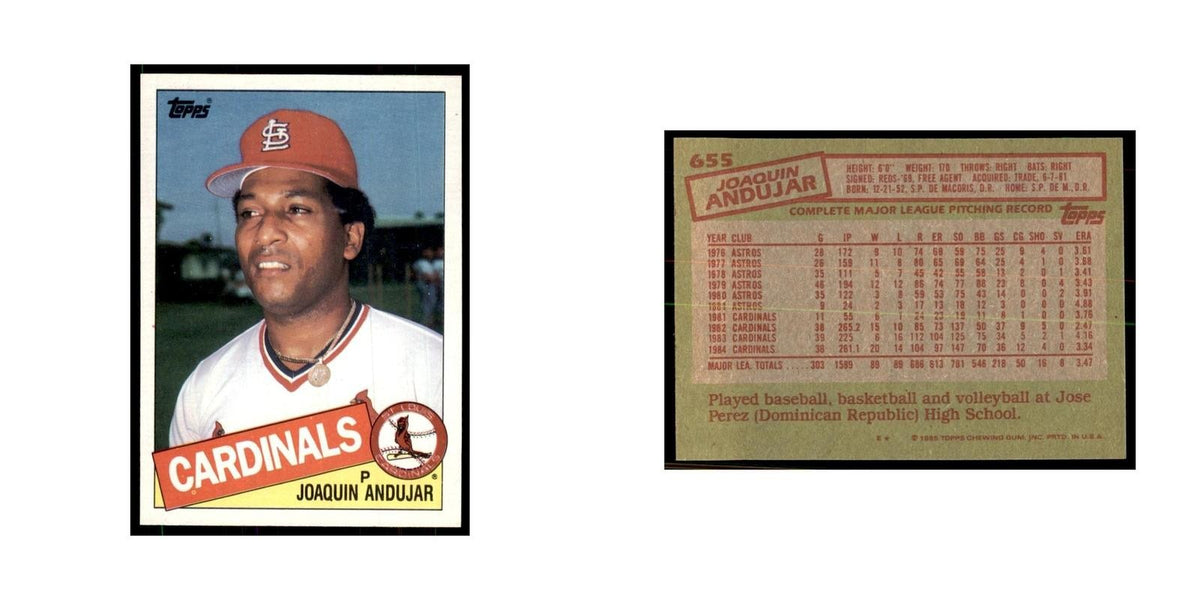 1985 Topps Joaquin Andujar Baseball Cards #655