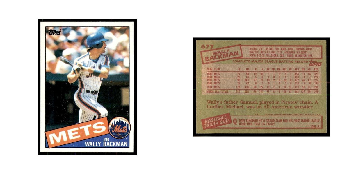 1985 Topps Wally Backman Baseball Cards #677