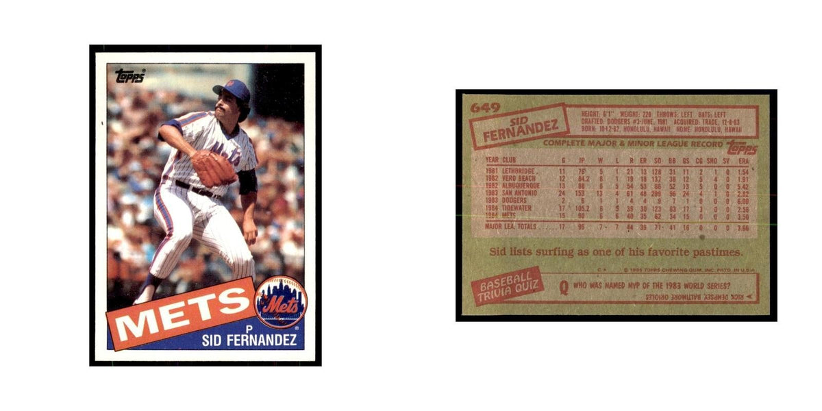 1985 Topps Sid Fernandez Baseball Cards #649
