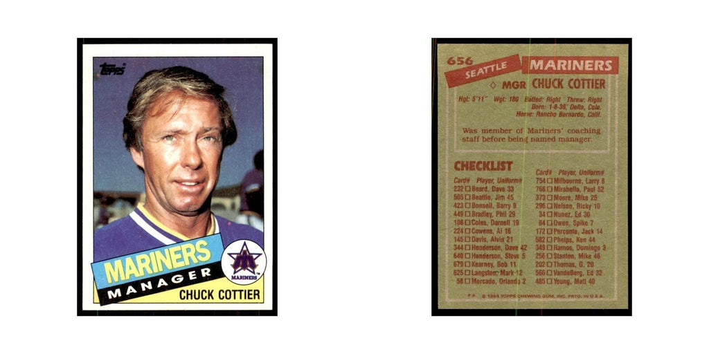 1985 Topps Chuck Cottier Baseball Cards #656