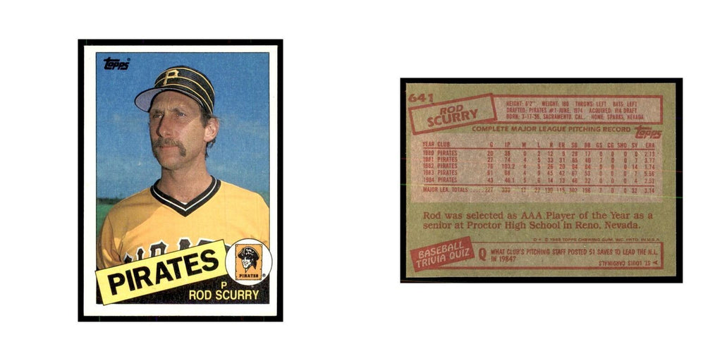 1985 Topps Rod Scurry Baseball Cards #641