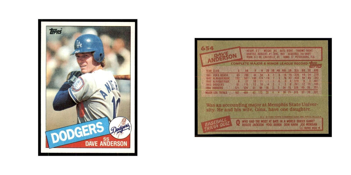 1985 Topps Dave Anderson Baseball Cards #654