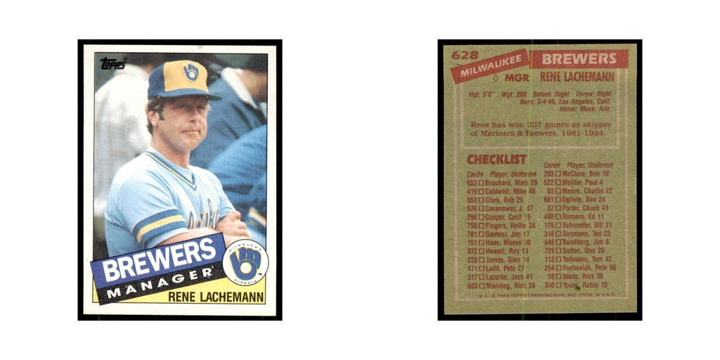 1985 Topps Rene Lachemann Baseball Cards #628