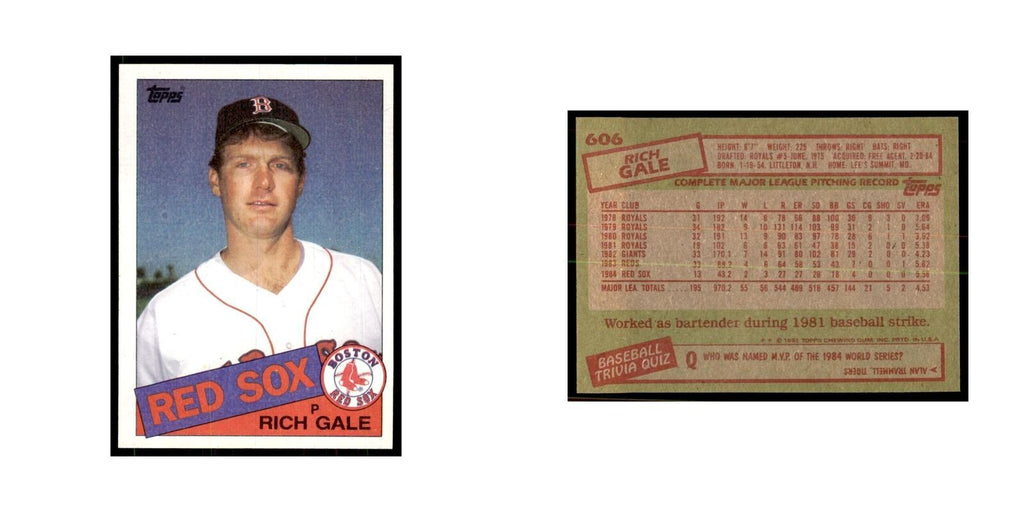 1985 Topps Rich Gale Baseball Cards #606
