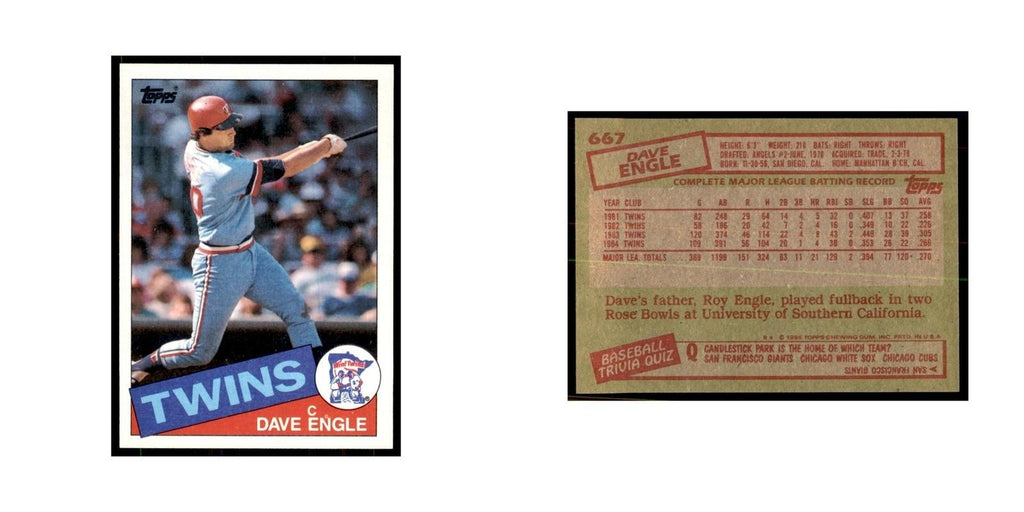 1985 Topps Dave Engle Baseball Cards #667