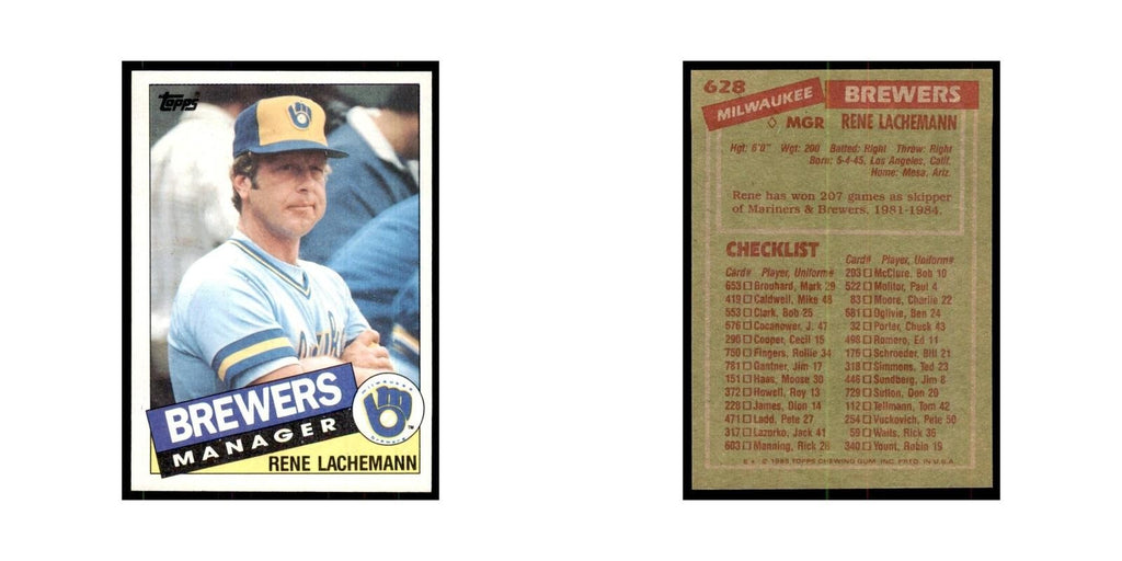 1985 Topps Rene Lachemann Baseball Cards #628
