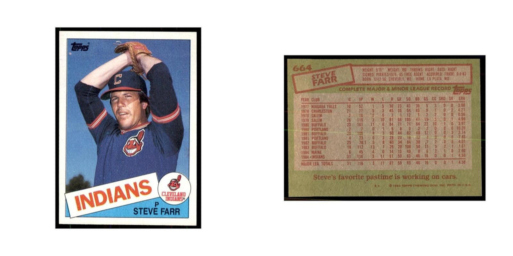 1985 Topps Steve Farr Baseball Cards #664