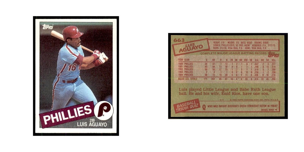 1985 Topps Luis Aguayo Baseball Cards #663
