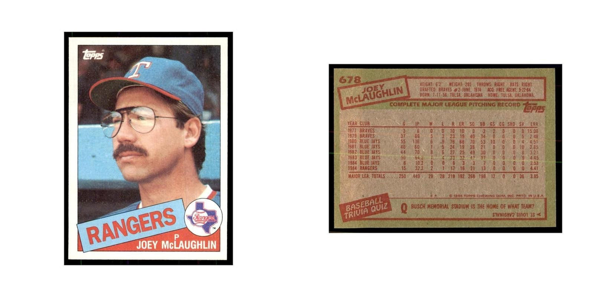 1985 Topps Joey McLaughlin Baseball Cards #678