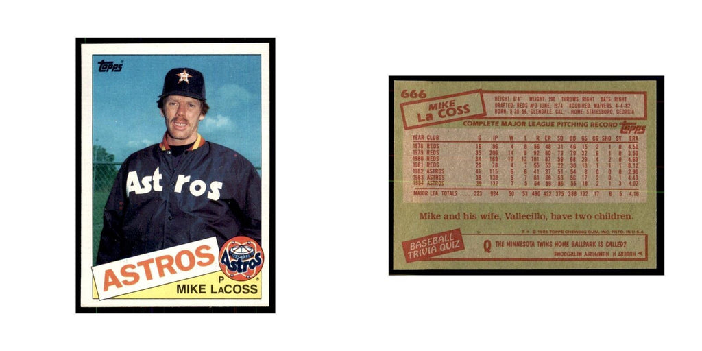 1985 Topps Mike LaCoss Baseball Cards #666